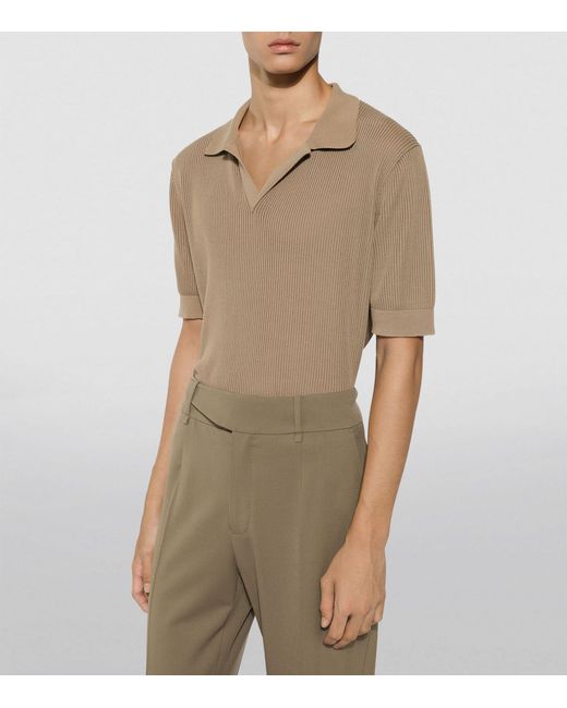 Dolce & Gabbana Brown Cotton Ribbed Polo Shirt for men