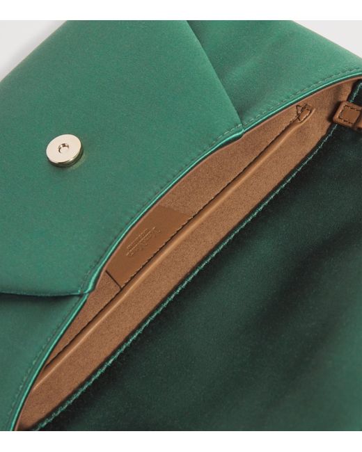 Max Mara Green Satin Envelope Clutch Bag