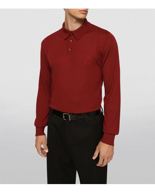 Dolce & Gabbana Red Cashmere Logo Polo Sweater for men