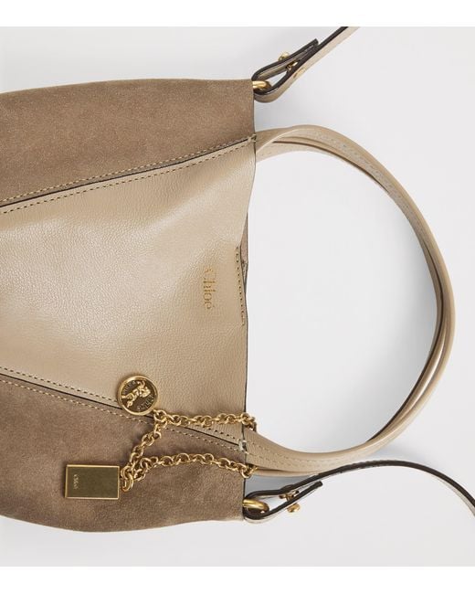 Chloé Natural Small Leather-Suede Spin Tote Bag
