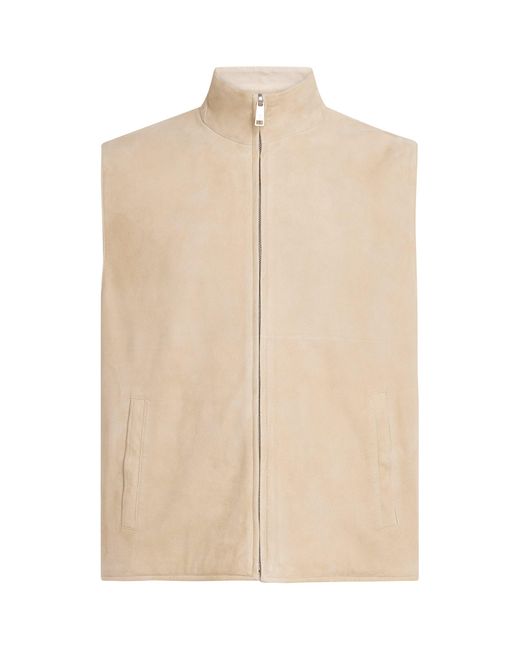 Ralph Lauren Natural Lambskin-Silk-Linen Reversible Gilet for men