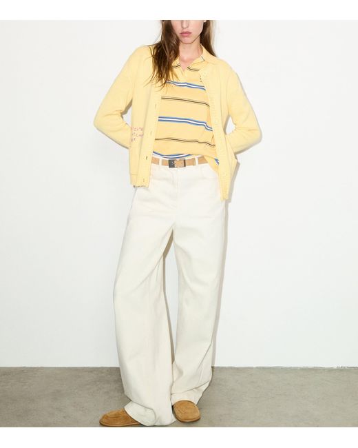 MAX&Co. Yellow Cotton Embroidered Polo Shirt