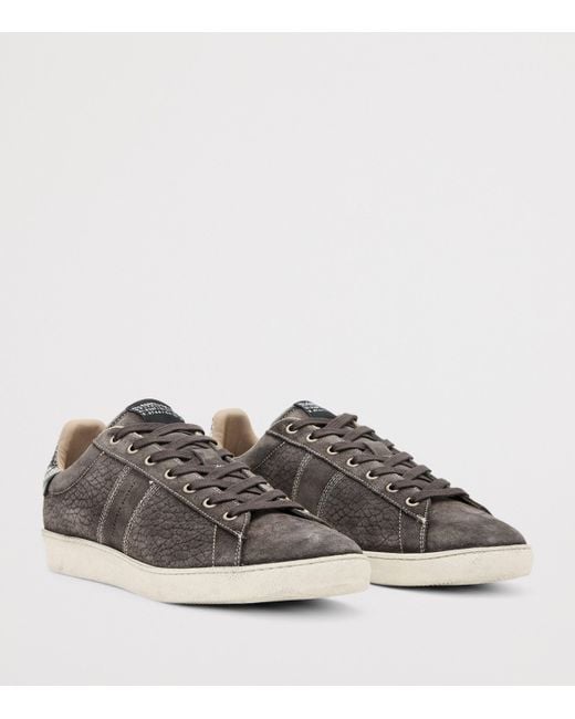 AllSaints Brown Suede Leon Low-Top Sneakers for men