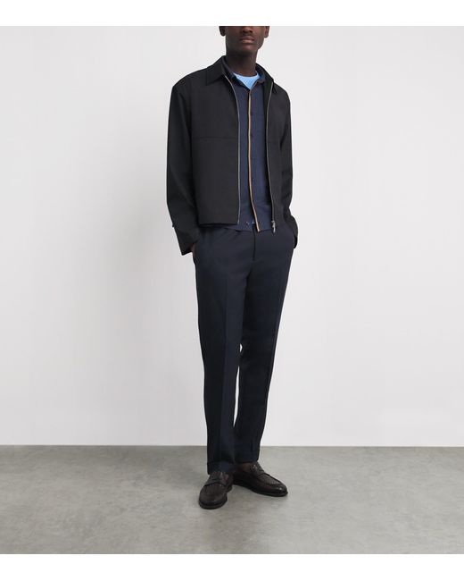 Paul Smith Blue Wool Drawstring Straight Trousers for men