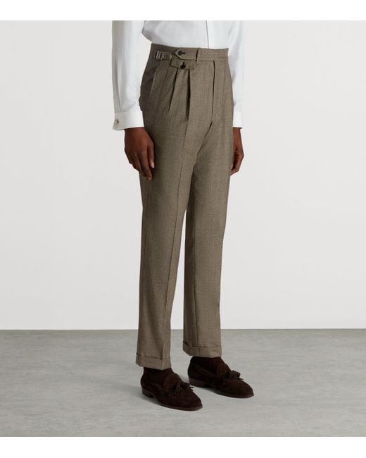 Dunhill Gray Wool Glen Check Trousers for men