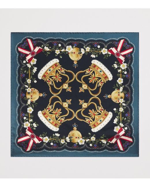 Harrods Green Silk Regal Print Square Scarf