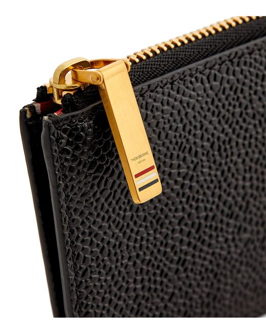Thom Browne Black Leather Half-Zip Wallet for men