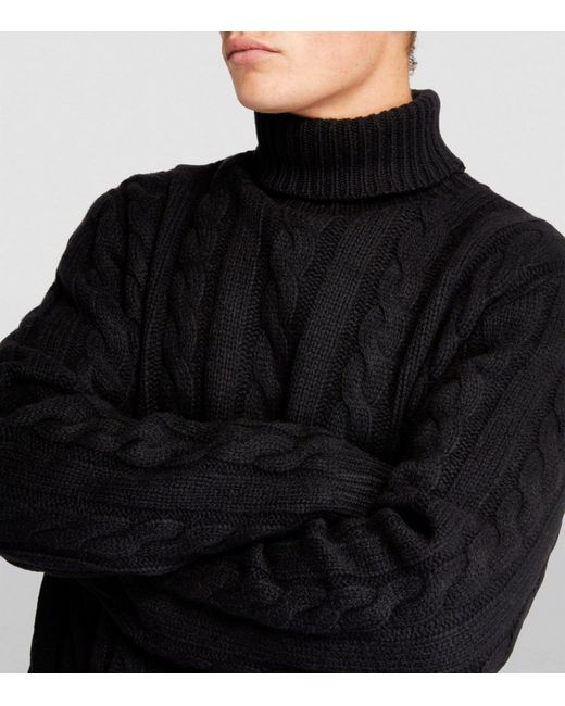 Polo Ralph Lauren Black Wool-cashmere Cable-knit Sweater for men