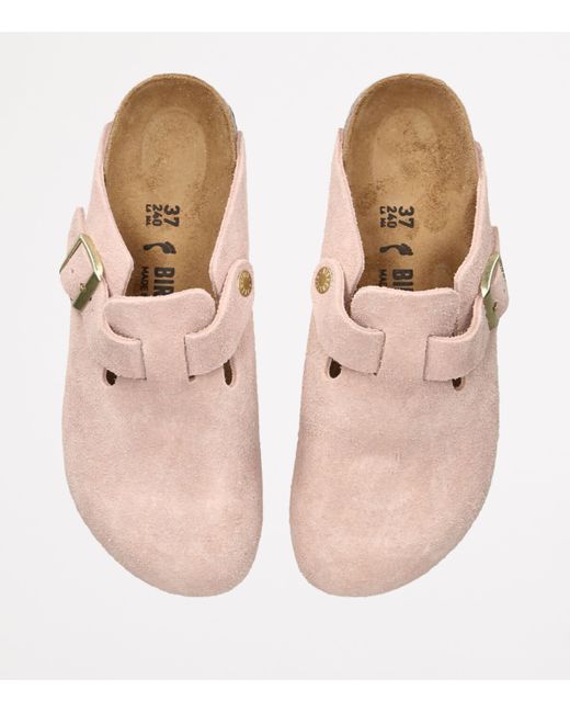 Birkenstock Pink Suede Boston Clogs