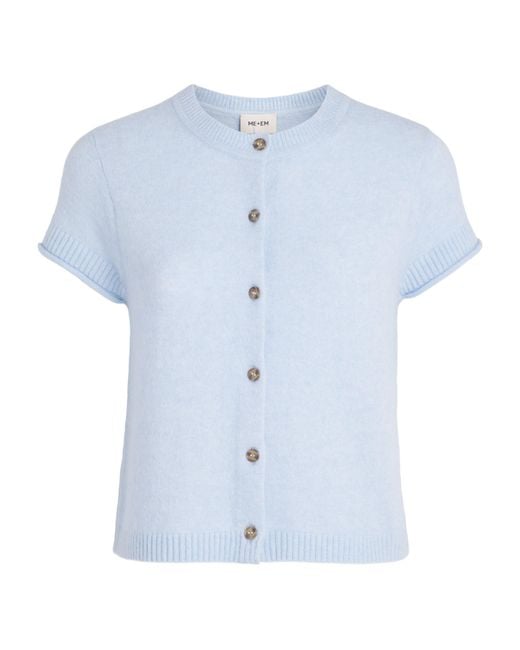 ME+EM Blue Wool-Blend Button T-Shirt