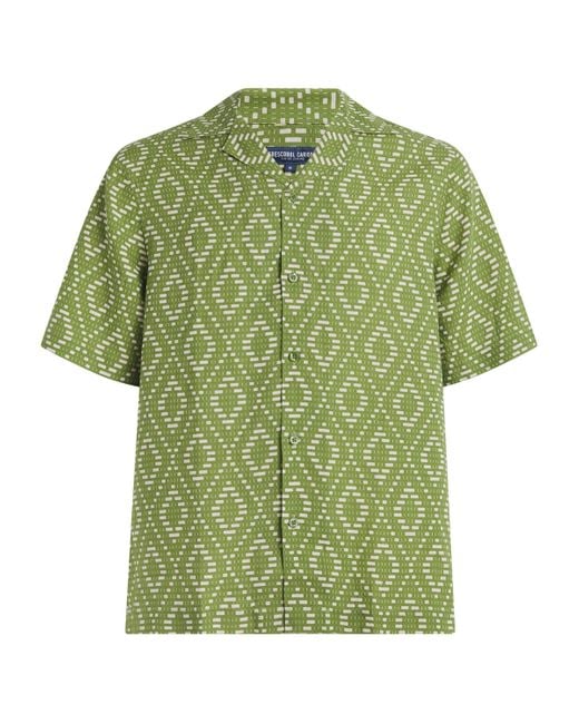 Frescobol Carioca Green Linen Raffia Roberto Shirt for men