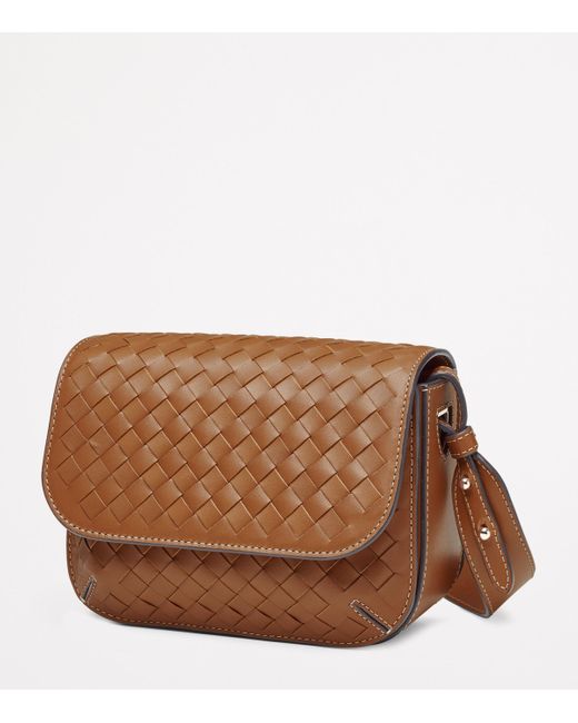 Aspinal Brown Woven Leather Ella Cross-Body Bag