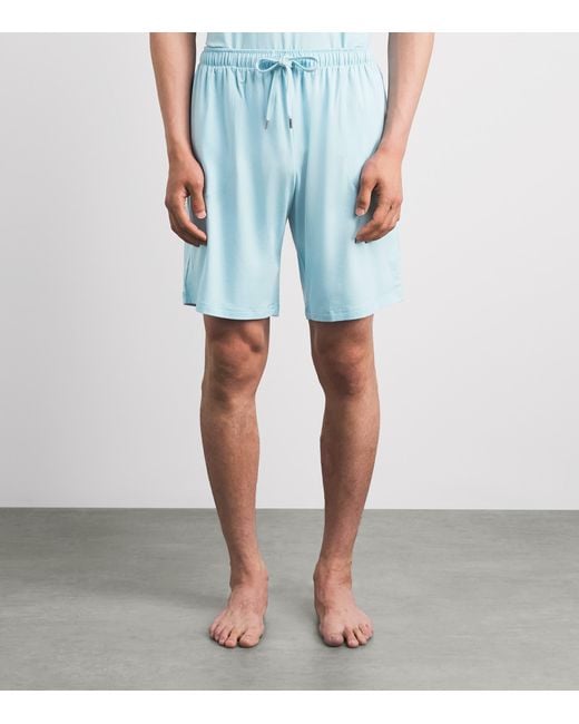 Derek Rose Blue Micromodal Basel Sweatshorts for men