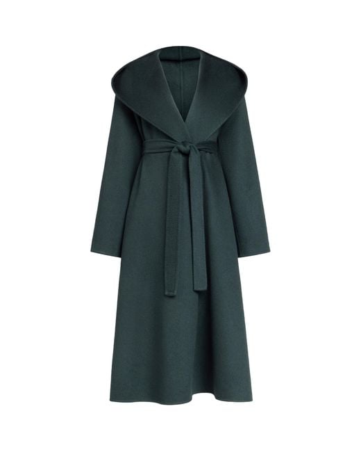 Alaïa Green Cashmere Hooded Wrap Coat
