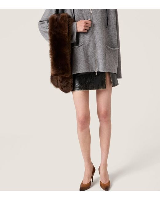 Miu Miu Black Calfskin Mini Skirt