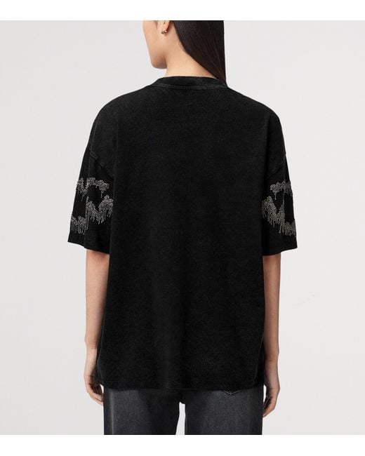 AllSaints Black Embellished Maia Etta T-Shirt
