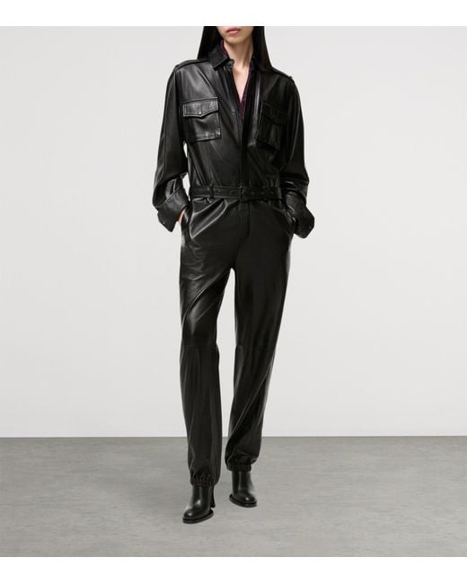 Burberry Black Leather Jumpsuit