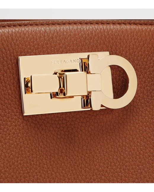 Ferragamo Brown Large Leather New Studio Top-Handle Bag