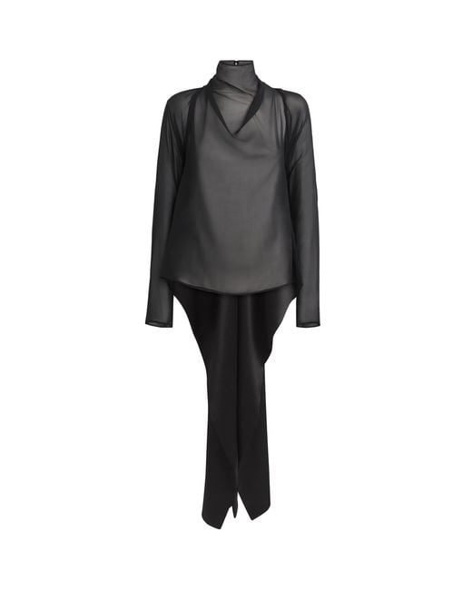 Esse Studios Black Sheer Cartia Tie Blouse