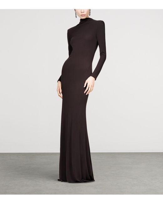 Tom Ford Purple Knitted Back Cut-Out Maxi Dress
