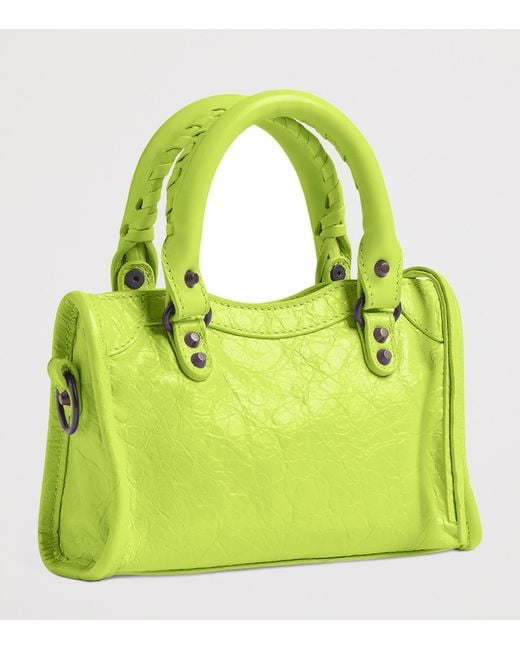 Balenciaga Yellow Nano Leather Le City Top-Handle Bag