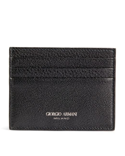 Giorgio Armani Black Leather Card Holder for men