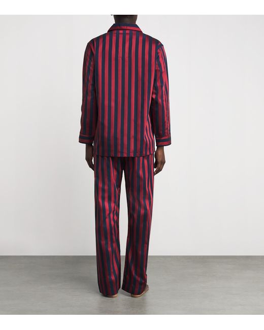 Derek Rose Purple Royal Cotton Stripe Pyjamas for men