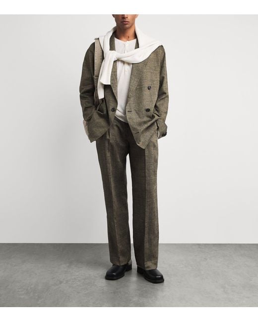 Our Legacy Gray Linen-Silk-Cotton Slack Straight Trousers for men