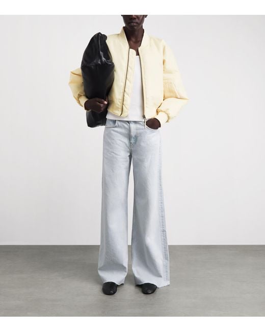 Anine Bing Natural Cropped Leon Bomber Jacket