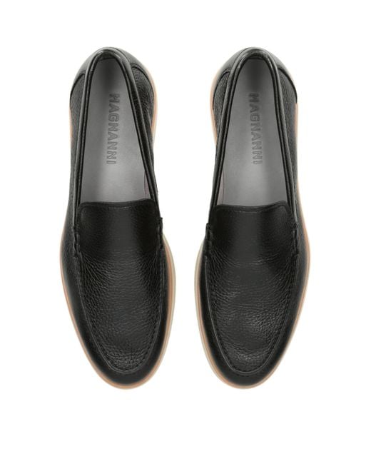Magnanni Shoes Black Leather Altea Loafers for men