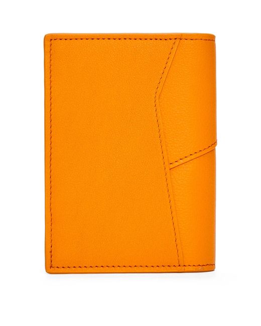 Loewe Orange Leather Puzzle Edge Bifold Card Holder for men