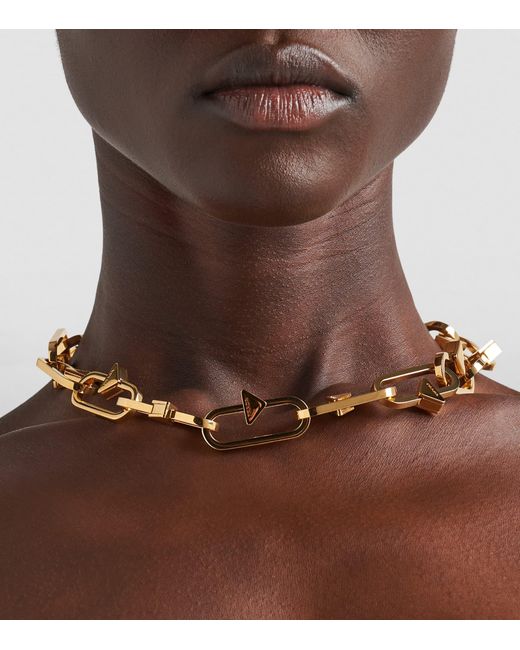 Prada Metallic Triangle Chain Necklace