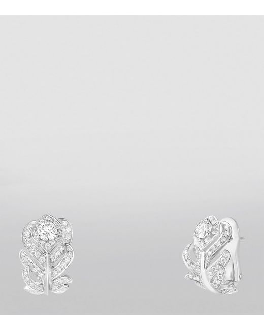 Boucheron White And Diamond Plume De Paon Clip-On Earrings