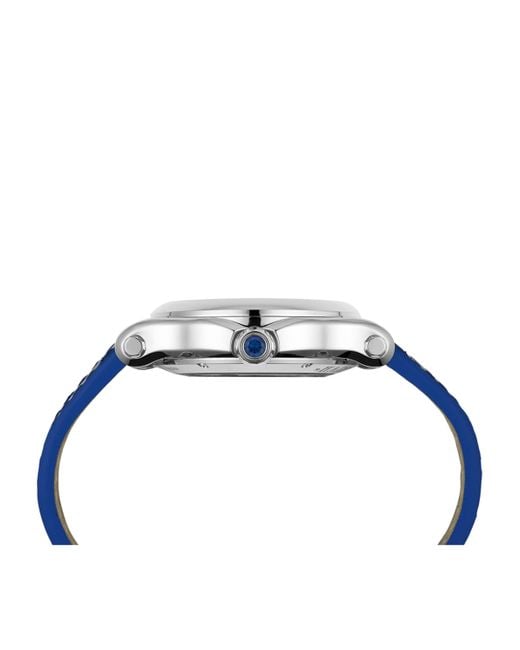 Chopard Blue Stainless Steel And Diamond Happy Sport Sun, Moon And Stars Watch