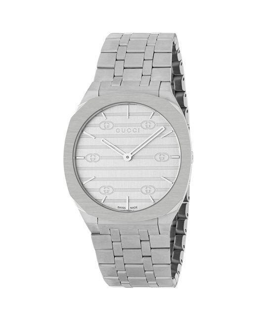 Gucci Gray Stainless Steel 25h Watch 34mm