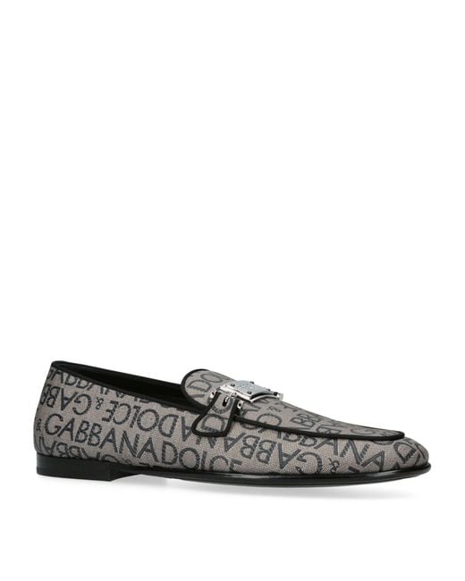 Dolce & Gabbana Gray Canvas Dg Loafers for men