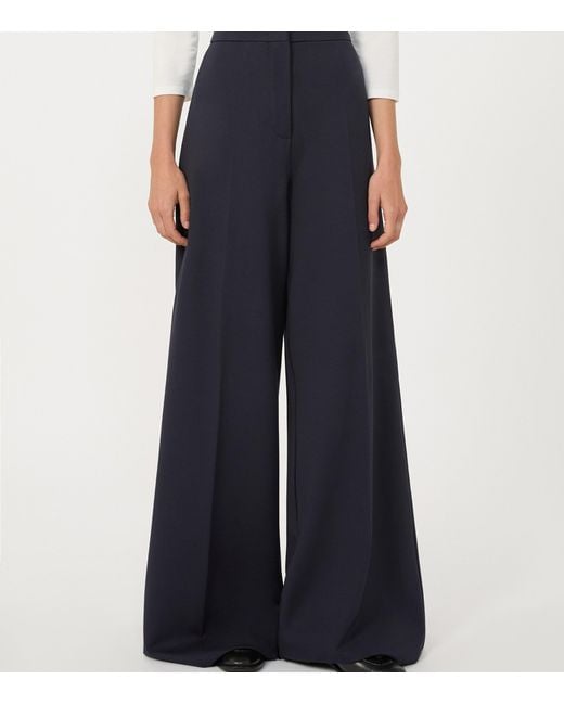 Max Mara Blue Jersey Wide-Leg Trousers