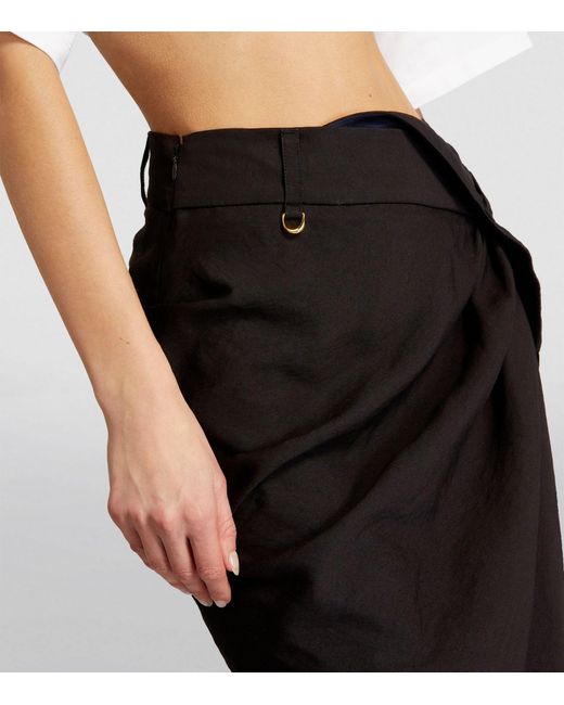 Jacquemus Black Ruched Saudade Midi Skirt