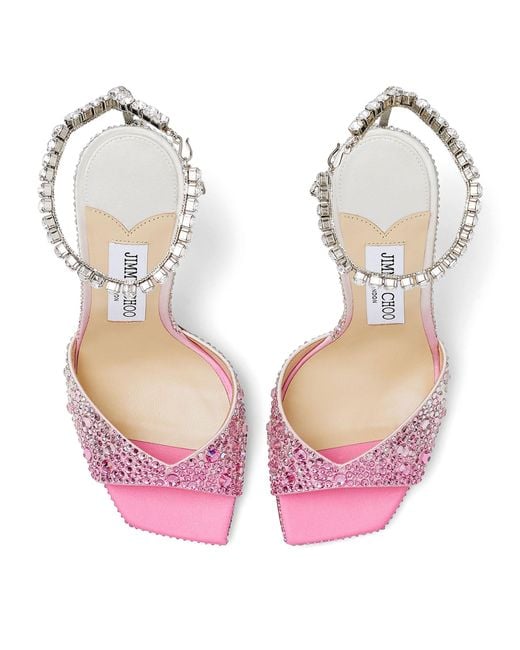Jimmy Choo Pink Exclusive Saeda 100 Embellished Sandals