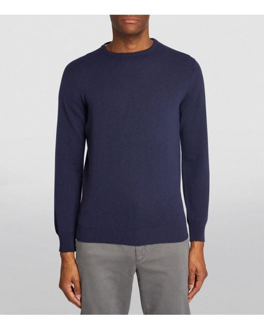 Harrods Blue Cashmere Crew-Neck Sweater for men