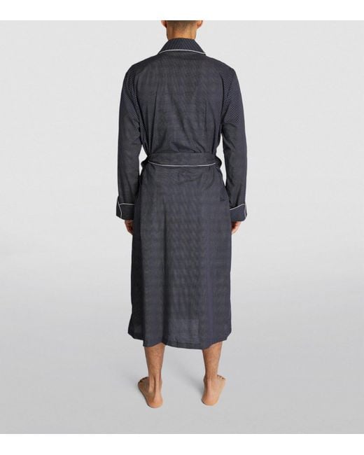 Derek Rose Blue Polka-Dot Dressing Gown for men