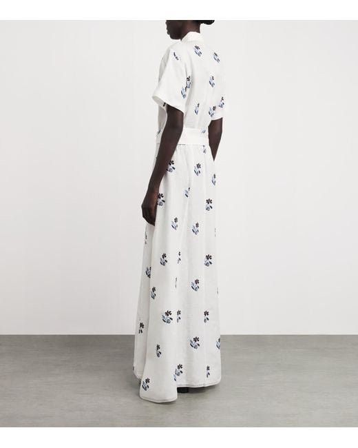 Lug Von Siga White Linen Embroidered Vera Maxi Dress