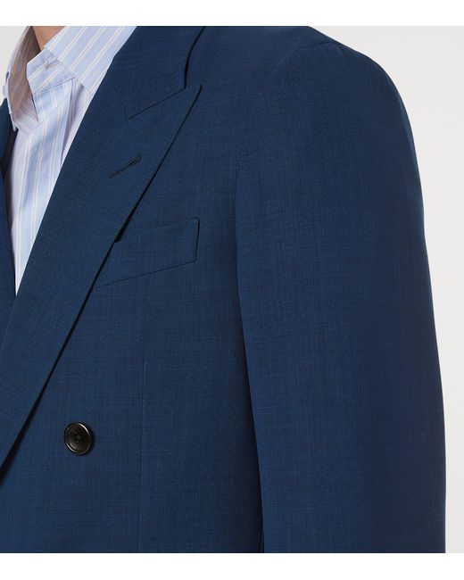 Tom Ford Blue Virgin Wool Double-Breasted Blazer for men