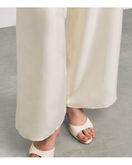 LeKasha White Silk Pamir Wide-Leg Trousers