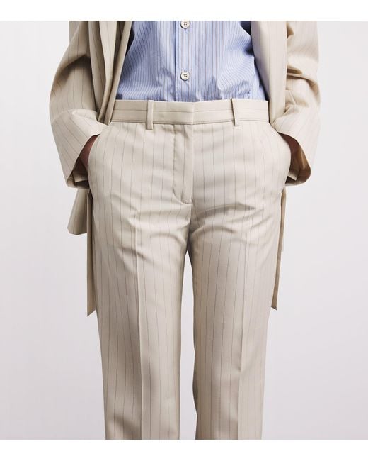 Acne Natural Wool Pinstripe Straight Trousers