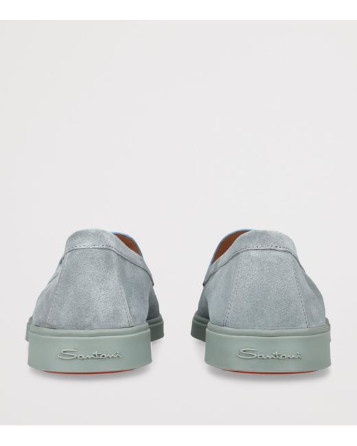 Santoni Gray Suede Loafers