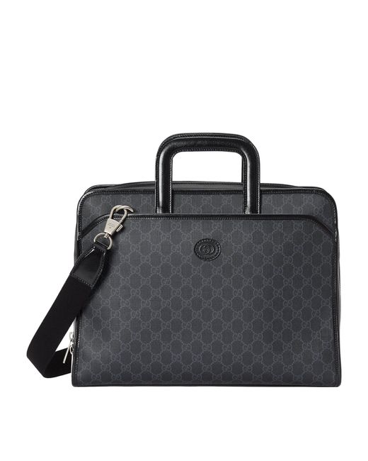Gucci Black Leather Gg Supreme Briefcase for men