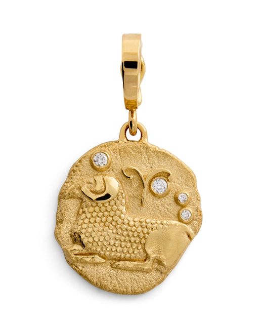 Azlee Metallic Small And Diamond Aries Coin Charm
