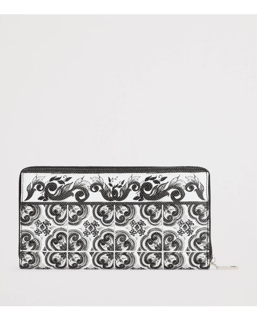 Dolce & Gabbana Multicolor Grained Calfskin Majolica Zip-Around Wallet for men