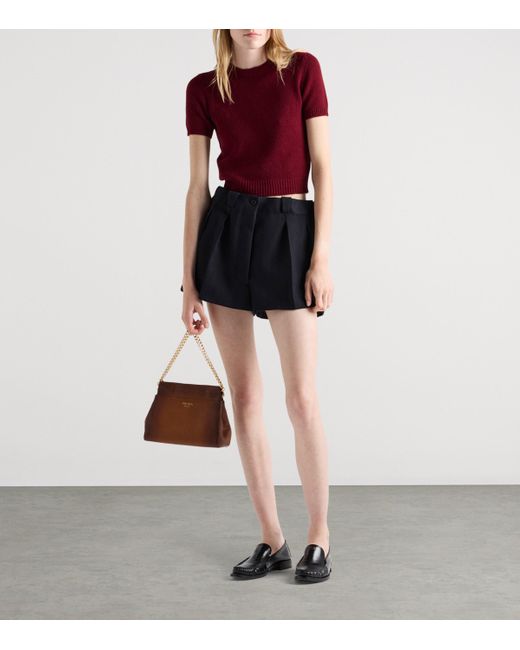 Prada Red Cashmere Short-Sleeve Sweater